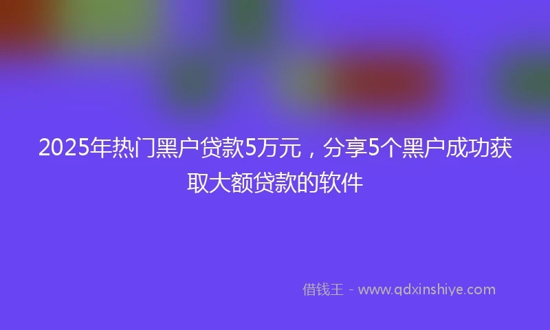 2025年热门黑户贷款5万元，分享5个黑户成功获取大额贷款的软件