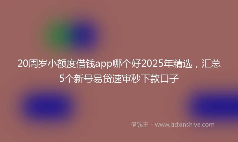 20周岁小额度借钱app哪个好2025年精选，汇总5个新号易贷速审秒下款口子