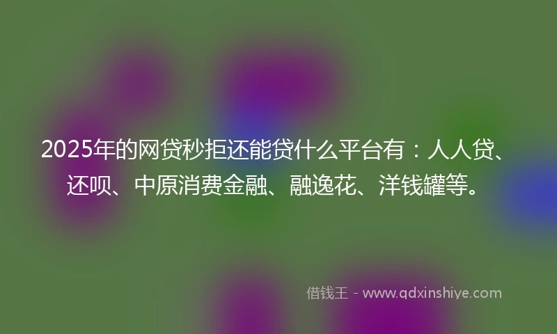 2025年的网贷秒拒还能贷什么平台有：人人贷、还呗、中原消费金融、融逸花、洋钱罐等。