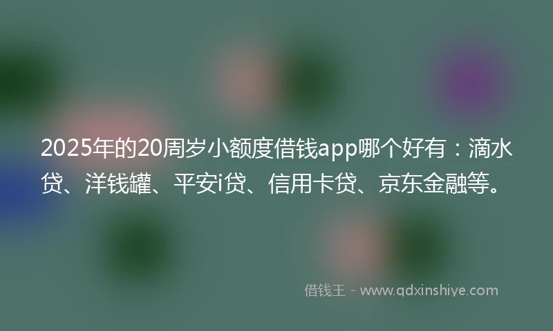2025年的20周岁小额度借钱app哪个好有：滴水贷、洋钱罐、平安i贷、信用卡贷、京东金融等。