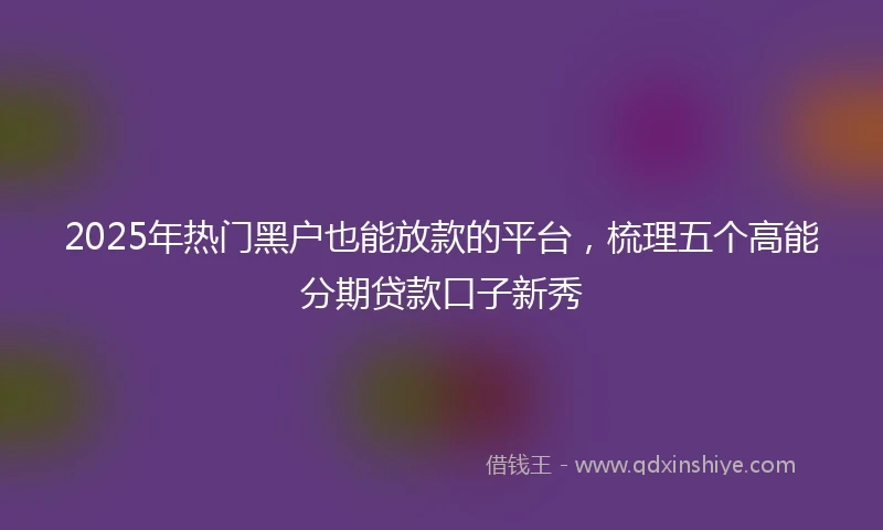 2025年热门黑户也能放款的平台，梳理五个高能分期贷款口子新秀