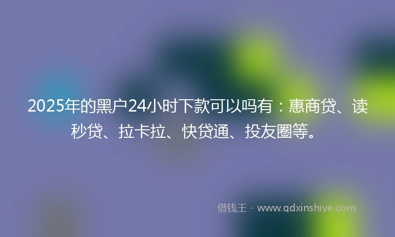 2025年的黑户24小时下款可以吗有：惠商贷、读秒贷、拉卡拉、快贷通、投友圈等。
