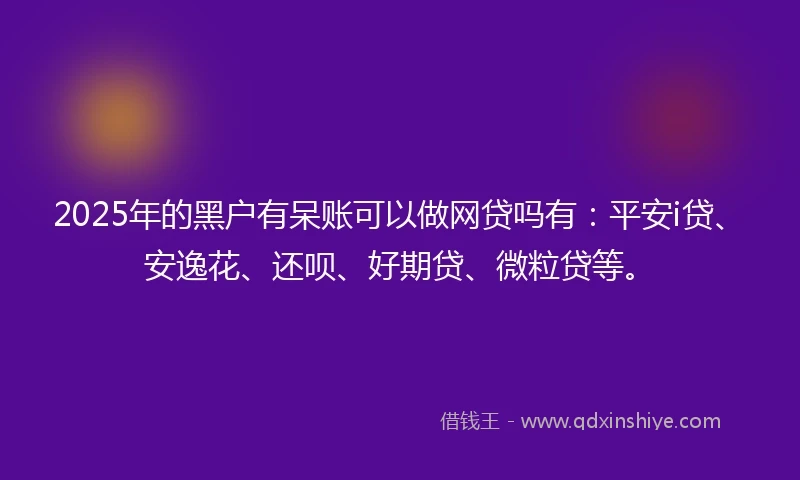 2025年的黑户有呆账可以做网贷吗有：平安i贷、安逸花、还呗、好期贷、微粒贷等。