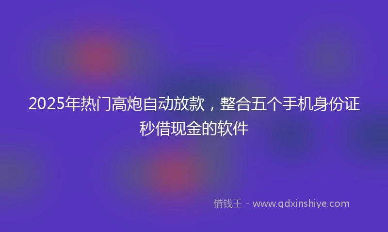 2025年热门高炮自动放款，整合五个手机身份证秒借现金的软件