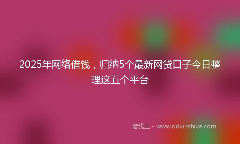 2025年网络借钱，归纳5个最新网贷口子今日整理这五个平台