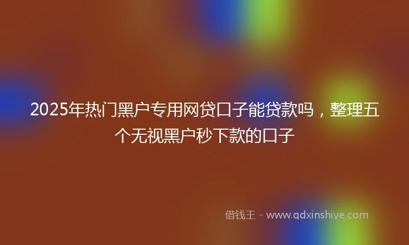2025年热门黑户专用网贷口子能贷款吗，整理五个无视黑户秒下款的口子