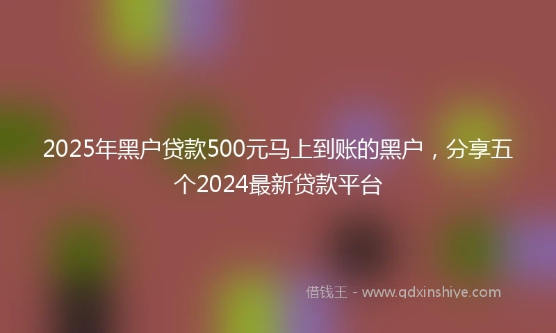 2025年黑户贷款500元马上到账的黑户，分享五个2024最新贷款平台