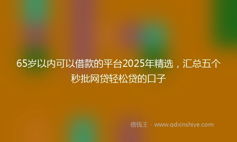65岁以内可以借款的平台2025年精选，汇总五个秒批网贷轻松贷的口子