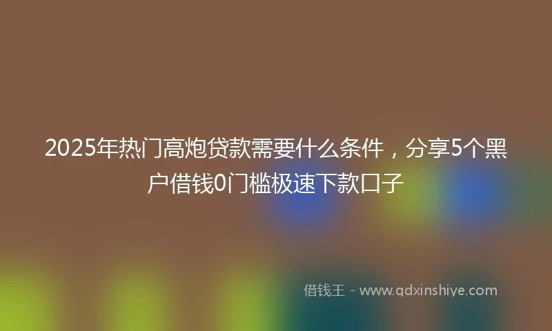2025年热门高炮贷款需要什么条件，分享5个黑户借钱0门槛极速下款口子