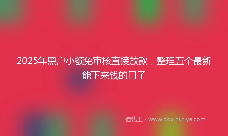 2025年黑户小额免审核直接放款，整理五个最新能下来钱的口子