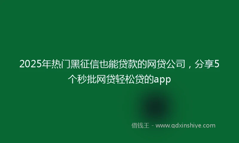 2025年热门黑征信也能贷款的网贷公司，分享5个秒批网贷轻松贷的app