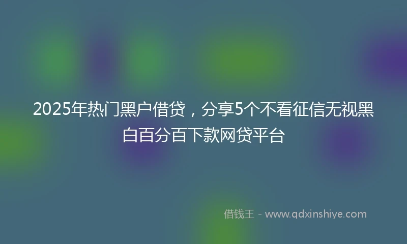2025年热门黑户借贷，分享5个不看征信无视黑白百分百下款网贷平台
