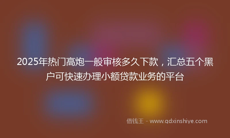 2025年热门高炮一般审核多久下款，汇总五个黑户可快速办理小额贷款业务的平台