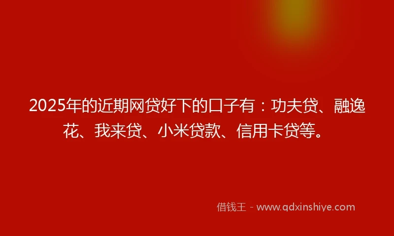 2025年的近期网贷好下的口子有：功夫贷、融逸花、我来贷、小米贷款、信用卡贷等。