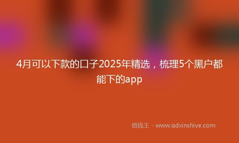 4月可以下款的口子2025年精选，梳理5个黑户都能下的app