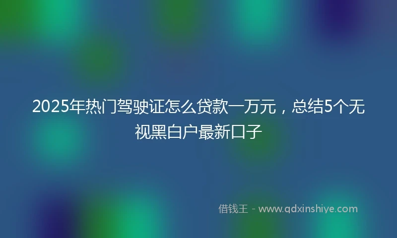 2025年热门驾驶证怎么贷款一万元，总结5个无视黑白户最新口子