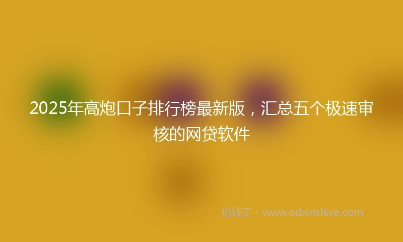 2025年高炮口子排行榜最新版，汇总五个极速审核的网贷软件