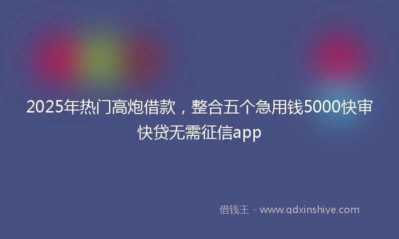 2025年热门高炮借款，整合五个急用钱5000快审快贷无需征信app