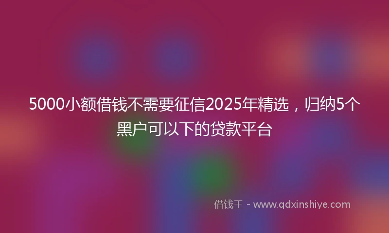 5000小额借钱不需要征信2025年精选，归纳5个黑户可以下的贷款平台