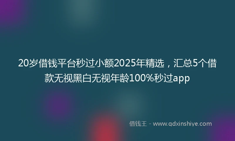 20岁借钱平台秒过小额2025年精选，汇总5个借款无视黑白无视年龄100%秒过app