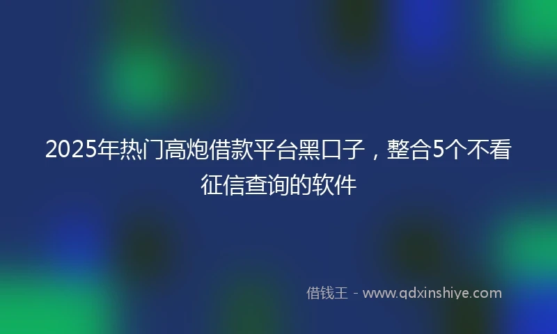 2025年热门高炮借款平台黑口子，整合5个不看征信查询的软件