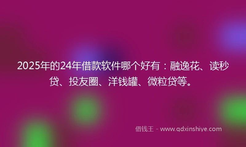 2025年的24年借款软件哪个好有：融逸花、读秒贷、投友圈、洋钱罐、微粒贷等。