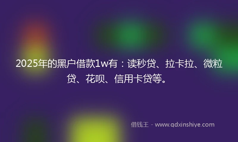 2025年的黑户借款1w有：读秒贷、拉卡拉、微粒贷、花呗、信用卡贷等。
