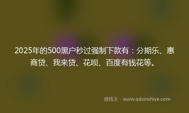 2025年的500黑户秒过强制下款有：分期乐、惠商贷、我来贷、花呗、百度有钱花等。