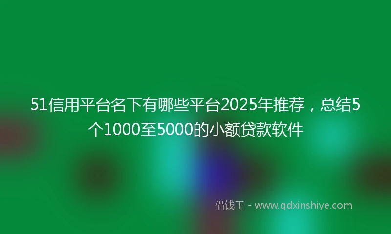 51信用平台名下有哪些平台2025年推荐，总结5个1000至5000的小额贷款软件