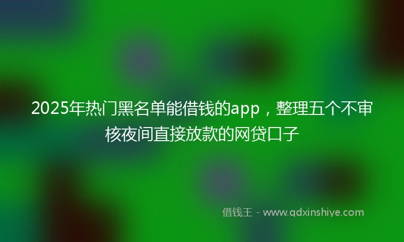2025年热门黑名单能借钱的app，整理五个不审核夜间直接放款的网贷口子