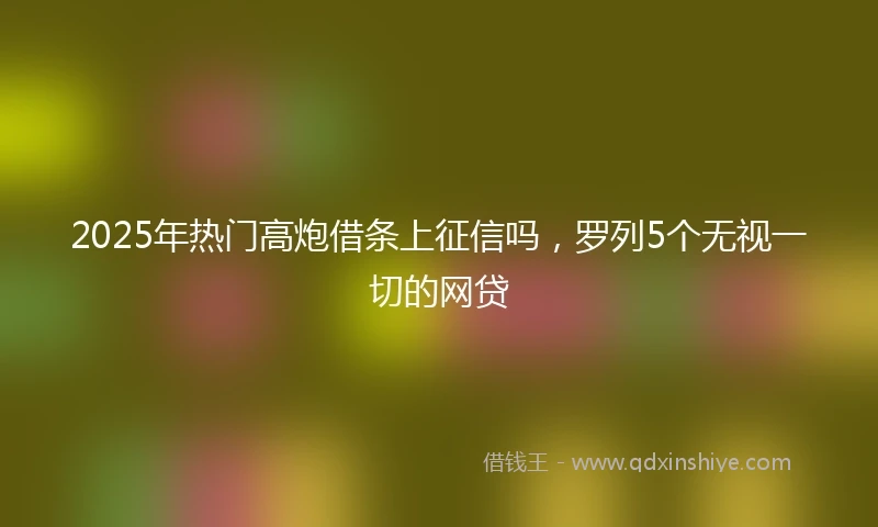 2025年热门高炮借条上征信吗，罗列5个无视一切的网贷