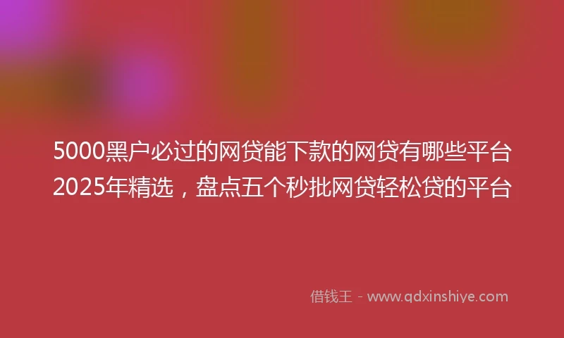 5000黑户必过的网贷能下款的网贷有哪些平台2025年精选，盘点五个秒批网贷轻松贷的平台