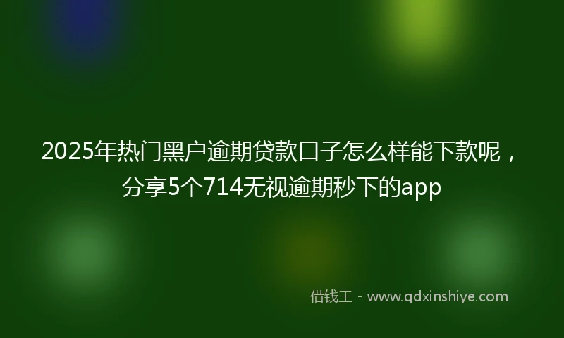 2025年热门黑户逾期贷款口子怎么样能下款呢，分享5个714无视逾期秒下的app