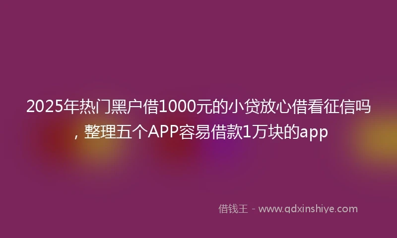 2025年热门黑户借1000元的小贷放心借看征信吗，整理五个APP容易借款1万块的app