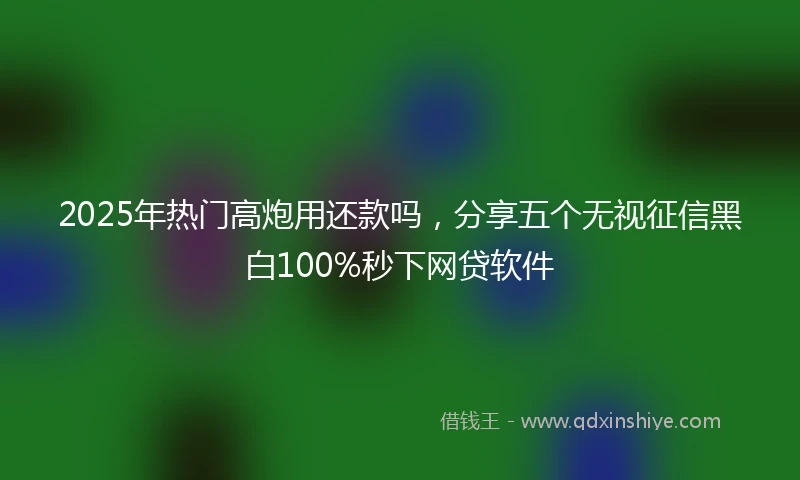 2025年热门高炮用还款吗，分享五个无视征信黑白100%秒下网贷软件