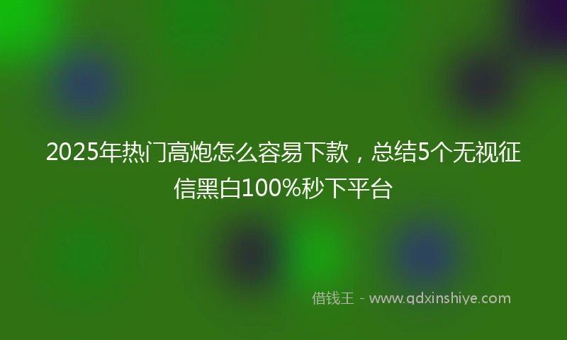 2025年热门高炮怎么容易下款，总结5个无视征信黑白100%秒下平台