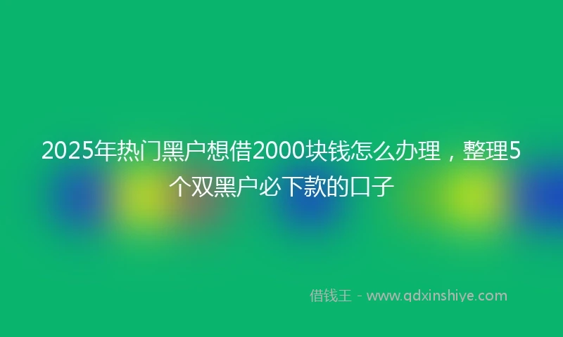 2025年热门黑户想借2000块钱怎么办理，整理5个双黑户必下款的口子