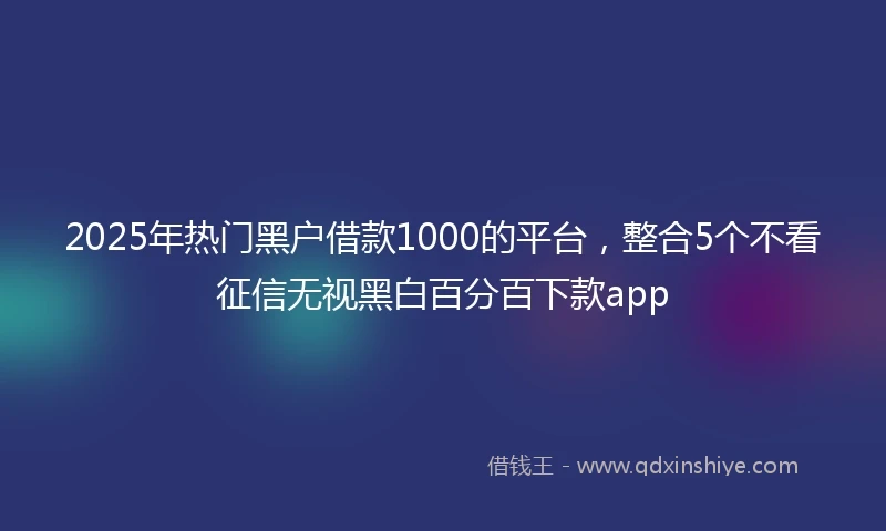 2025年热门黑户借款1000的平台，整合5个不看征信无视黑白百分百下款app