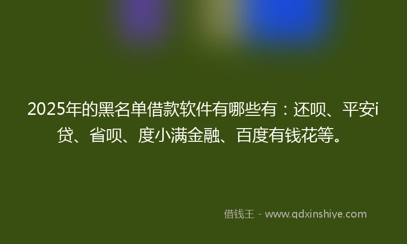 2025年的黑名单借款软件有哪些有：还呗、平安i贷、省呗、度小满金融、百度有钱花等。