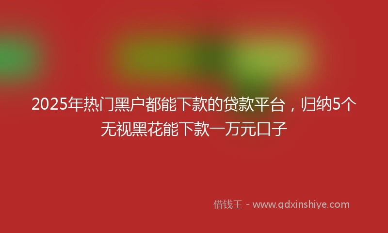 2025年热门黑户都能下款的贷款平台，归纳5个无视黑花能下款一万元口子