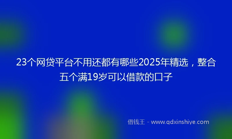 23个网贷平台不用还都有哪些2025年精选，整合五个满19岁可以借款的口子