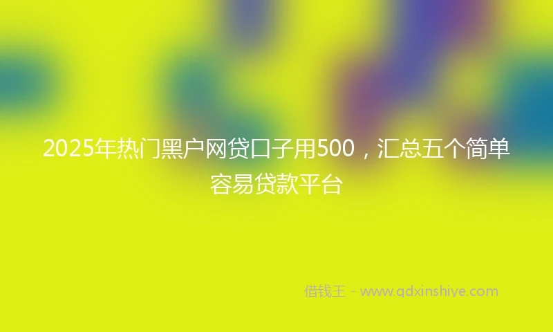 2025年热门黑户网贷口子用500，汇总五个简单容易贷款平台