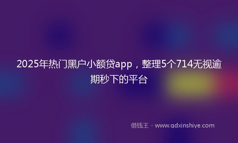 2025年热门黑户小额贷app，整理5个714无视逾期秒下的平台
