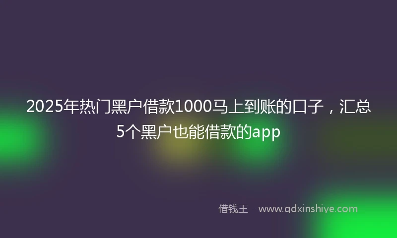 2025年热门黑户借款1000马上到账的口子，汇总5个黑户也能借款的app