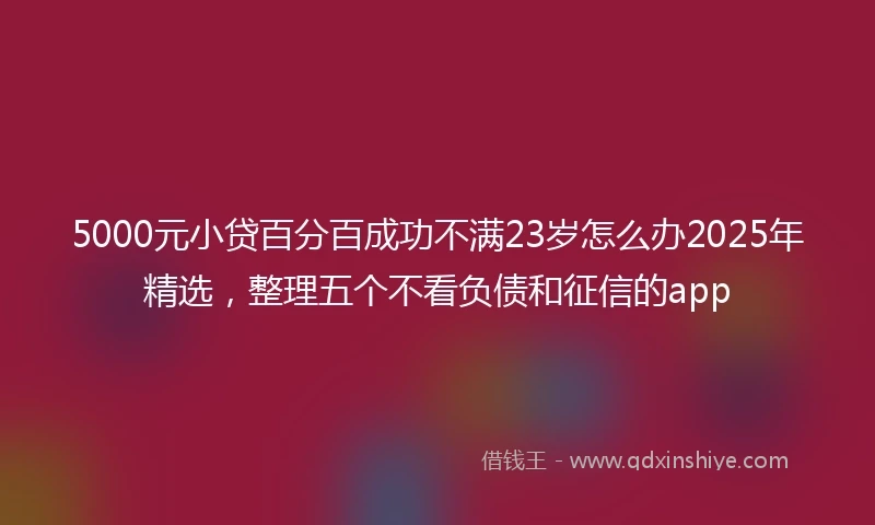 5000元小贷百分百成功不满23岁怎么办2025年精选，整理五个不看负债和征信的app