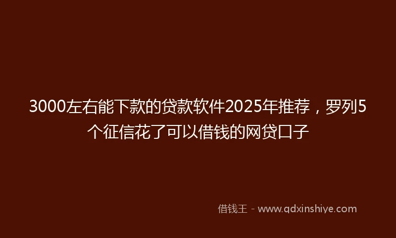 3000左右能下款的贷款软件2025年推荐，罗列5个征信花了可以借钱的网贷口子
