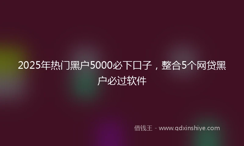 2025年热门黑户5000必下口子，整合5个网贷黑户必过软件