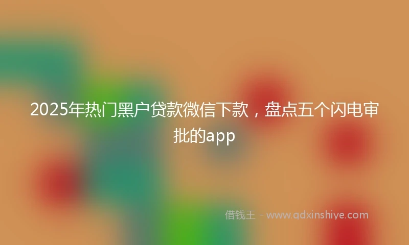 2025年热门黑户贷款微信下款，盘点五个闪电审批的app