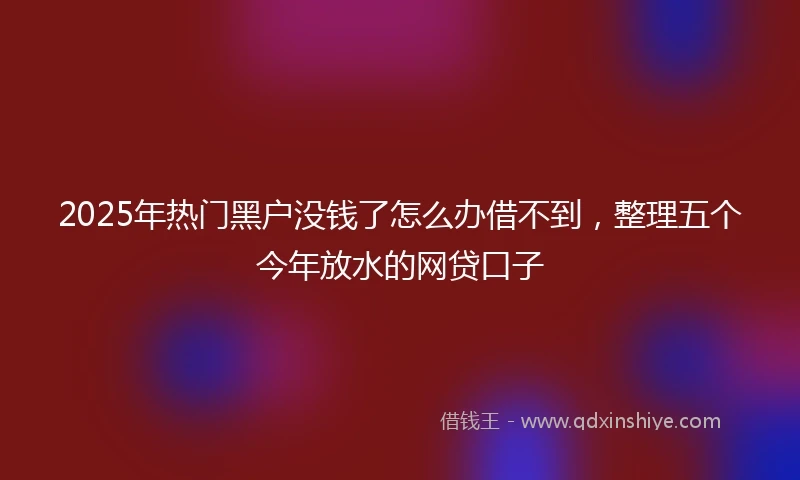 2025年热门黑户没钱了怎么办借不到，整理五个今年放水的网贷口子