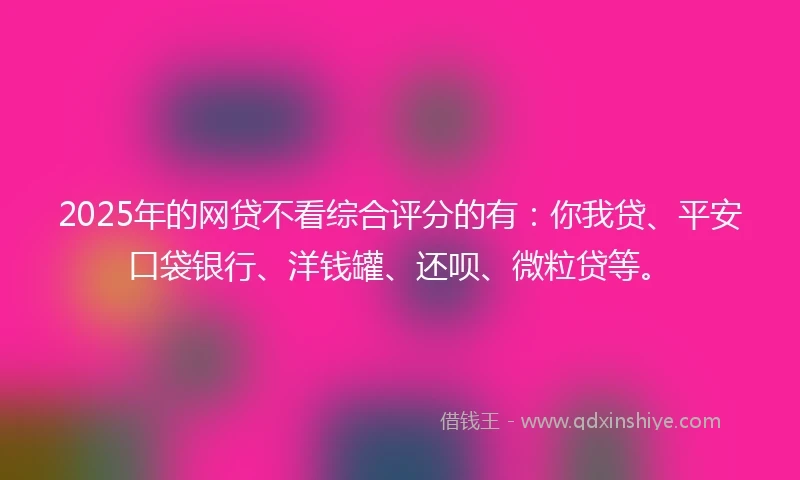 2025年的网贷不看综合评分的有：你我贷、平安口袋银行、洋钱罐、还呗、微粒贷等。